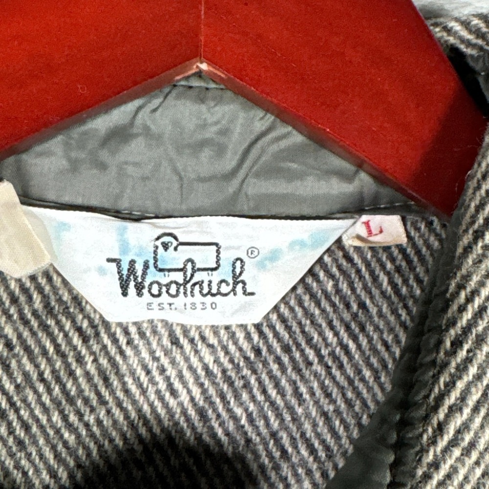 Woolrich Jacket Mens L Gray Wool Herringbone Tweed CPO Shirt Jacket *FLAWS - Picture 6 of 13